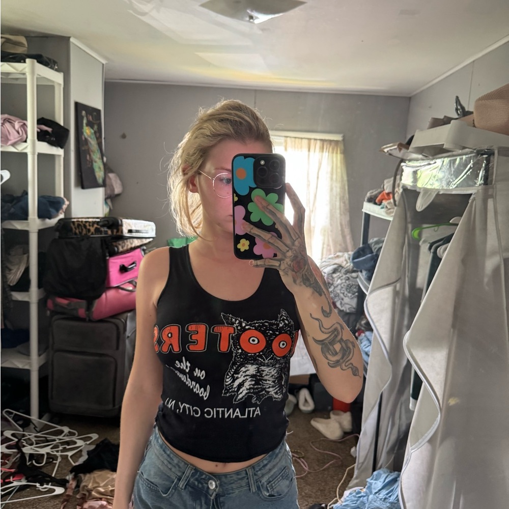 Hooters Black and Orange Tank Top